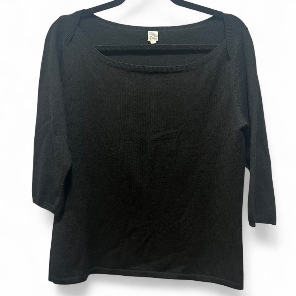 Saks Fifth Avenue Elegant Black Women's Merino Wool Sweater